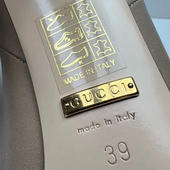 GUCCI Indya GG Pleated Accent Ankle Booties EU 39 US 9 Neutral Leather Heel Boot - Picture 10 of 12